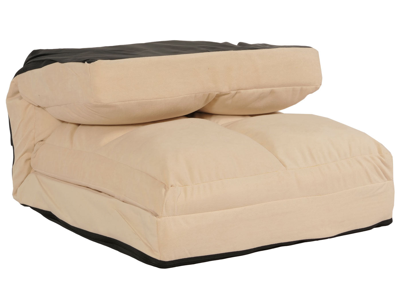 Cosmo Casa - Vloerstoel - Opvouwbare Slaapstoel met Slaapfunctie - Fluweel & Stalen Frame - Beige