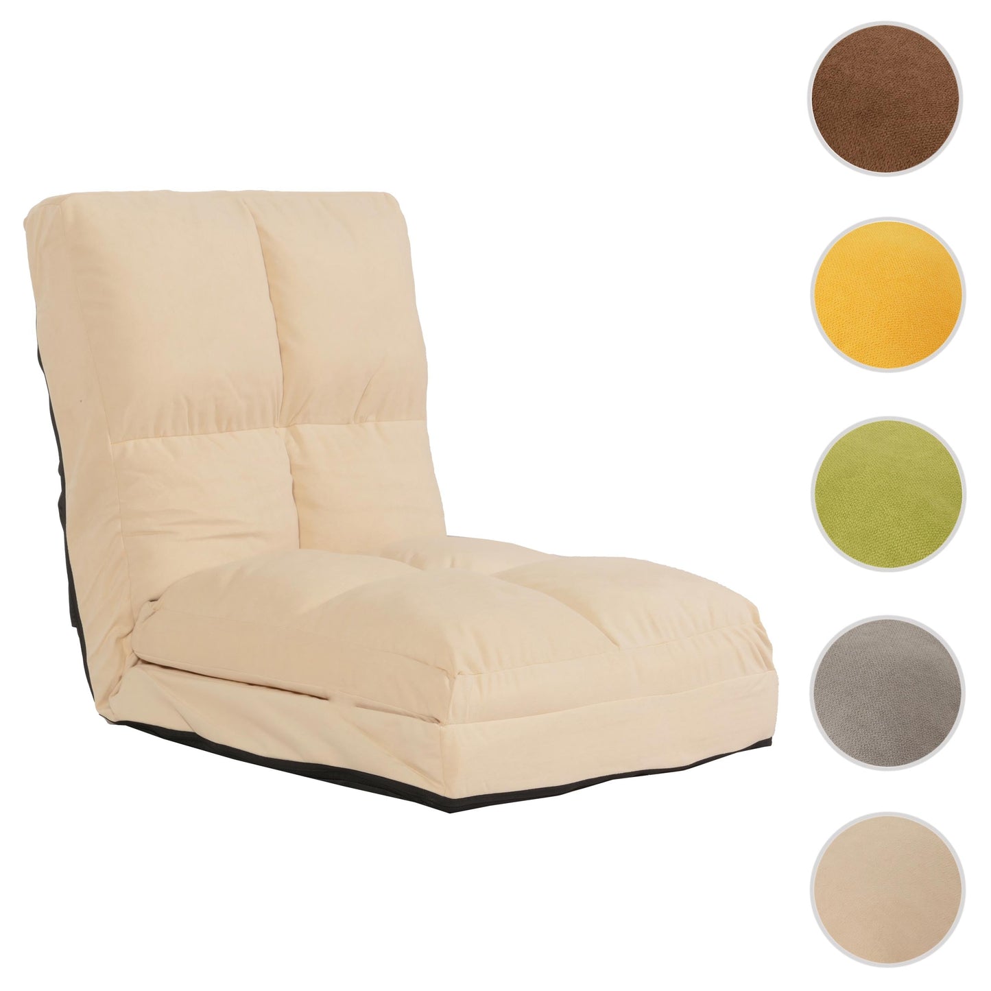 Cosmo Casa - Vloerstoel - Opvouwbare Slaapstoel met Slaapfunctie - Fluweel & Stalen Frame - Beige