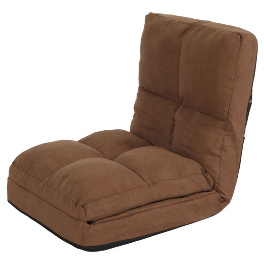 Cosmo Casa - Vloerstoel - Opvouwbare Slaapstoel met Slaapfunctie - Fluweel & Stalen Frame - Bruin