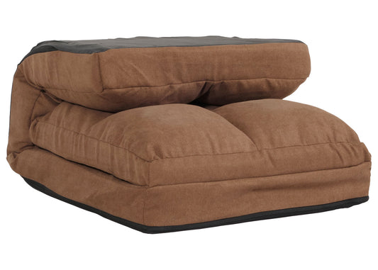 Cosmo Casa - Vloerstoel - Opvouwbare Slaapstoel met Slaapfunctie - Fluweel & Stalen Frame - Bruin