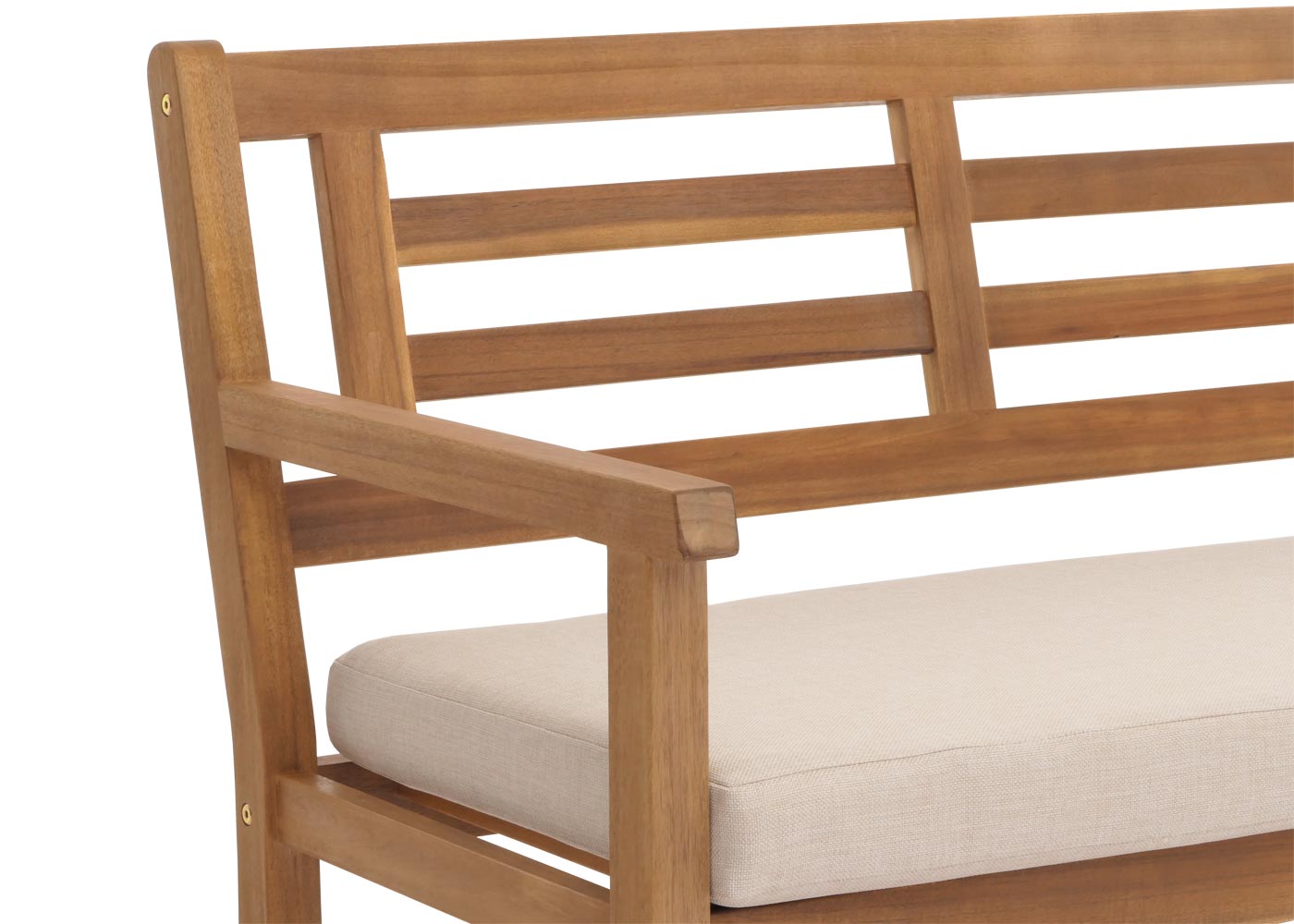 Cosmo Casa - Tuinbank - Parkbank - Houten Bank - Massief Acaciahout - Crème Beige Kussen