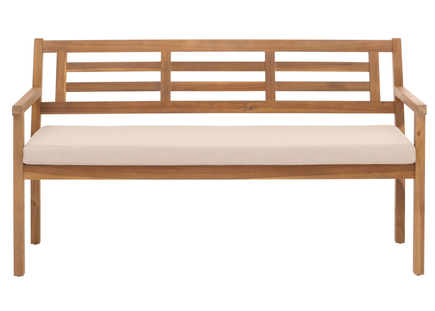 Cosmo Casa - Tuinbank - Parkbank - Houten Bank - Massief Acaciahout - Crème Beige Kussen