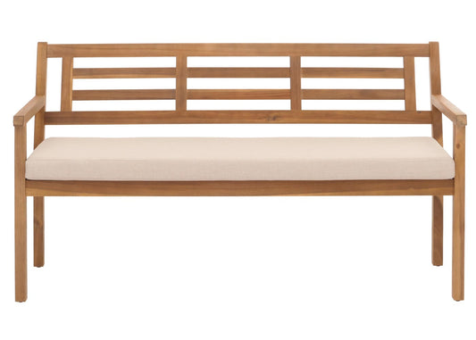 Cosmo Casa - Tuinbank - Parkbank - Houten Bank - Massief Acaciahout - Crème Beige Kussen