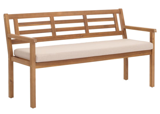 Cosmo Casa - Tuinbank - Parkbank - Houten Bank - Massief Acaciahout - Crème Beige Kussen