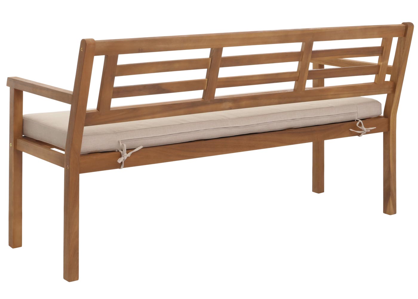 Cosmo Casa - Tuinbank - Parkbank - Houten Bank - Massief Acaciahout - Crème Beige Kussen