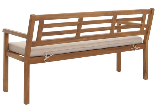 Cosmo Casa - Tuinbank - Parkbank - Houten Bank - Massief Acaciahout - Crème Beige Kussen