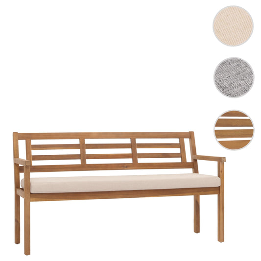 Cosmo Casa - Tuinbank - Parkbank - Houten Bank - Massief Acaciahout - Crème Beige Kussen