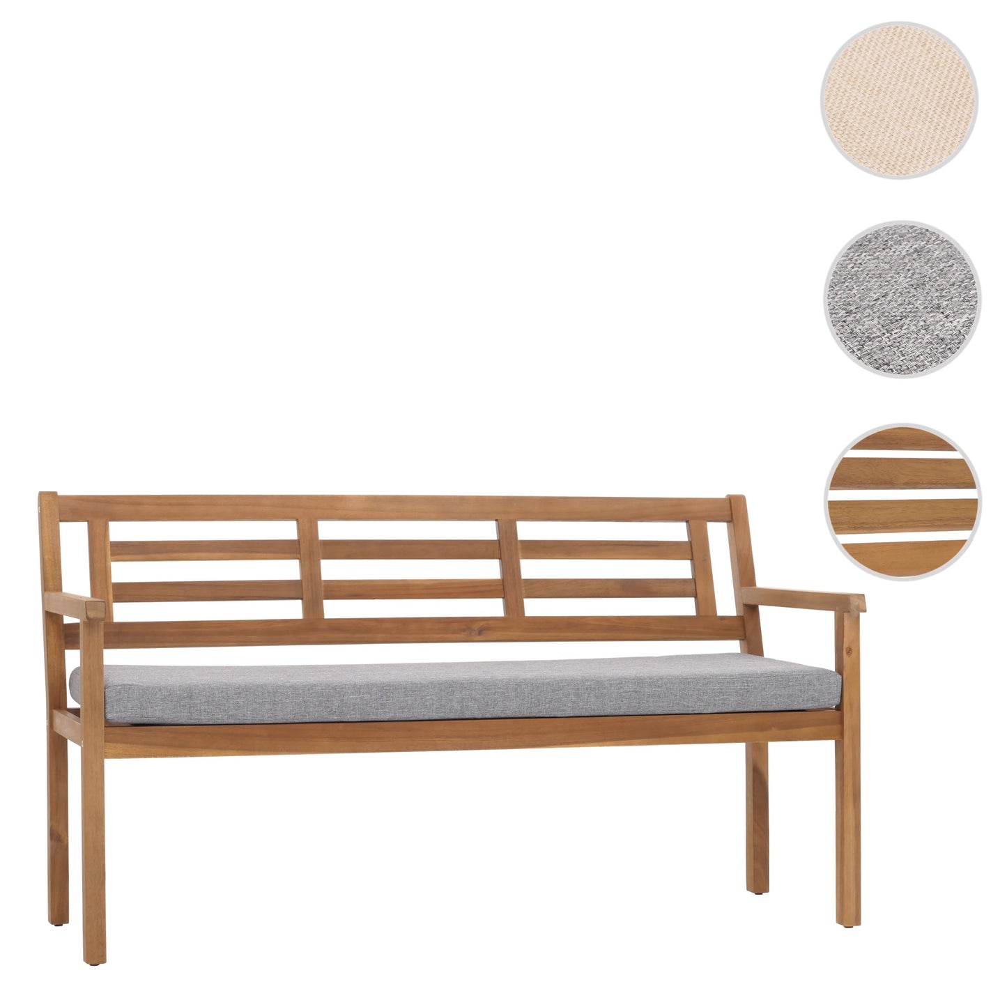 Cosmo Casa - Tuinbank - Parkbank - Houten Bank - Massief Acaciahout - Grijs Kussen