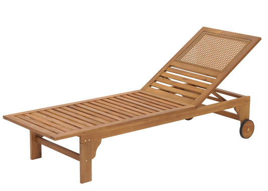 Cosmo Casa - Ligstoel - Tuinstoel - Relaxstoel - Massief Acaciahout - Gecertificeerd - Crème Beige Kussen