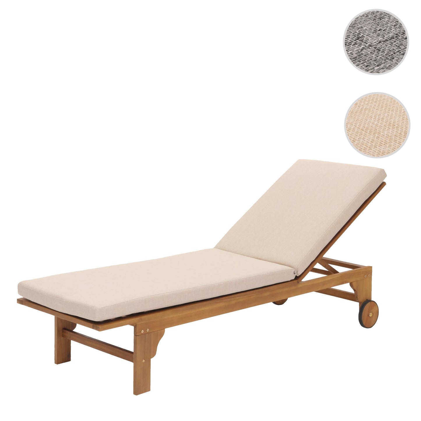 Cosmo Casa - Ligstoel - Tuinstoel - Relaxstoel - Massief Acaciahout - Gecertificeerd - Crème Beige Kussen