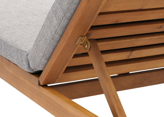 Cosmo Casa - Ligstoel - Tuinstoel - Relaxstoel - Massief Acaciahout - Gecertificeerd - Grijs Kussen