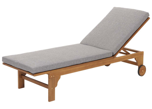 Cosmo Casa - Ligstoel - Tuinstoel - Relaxstoel - Massief Acaciahout - Gecertificeerd - Grijs Kussen