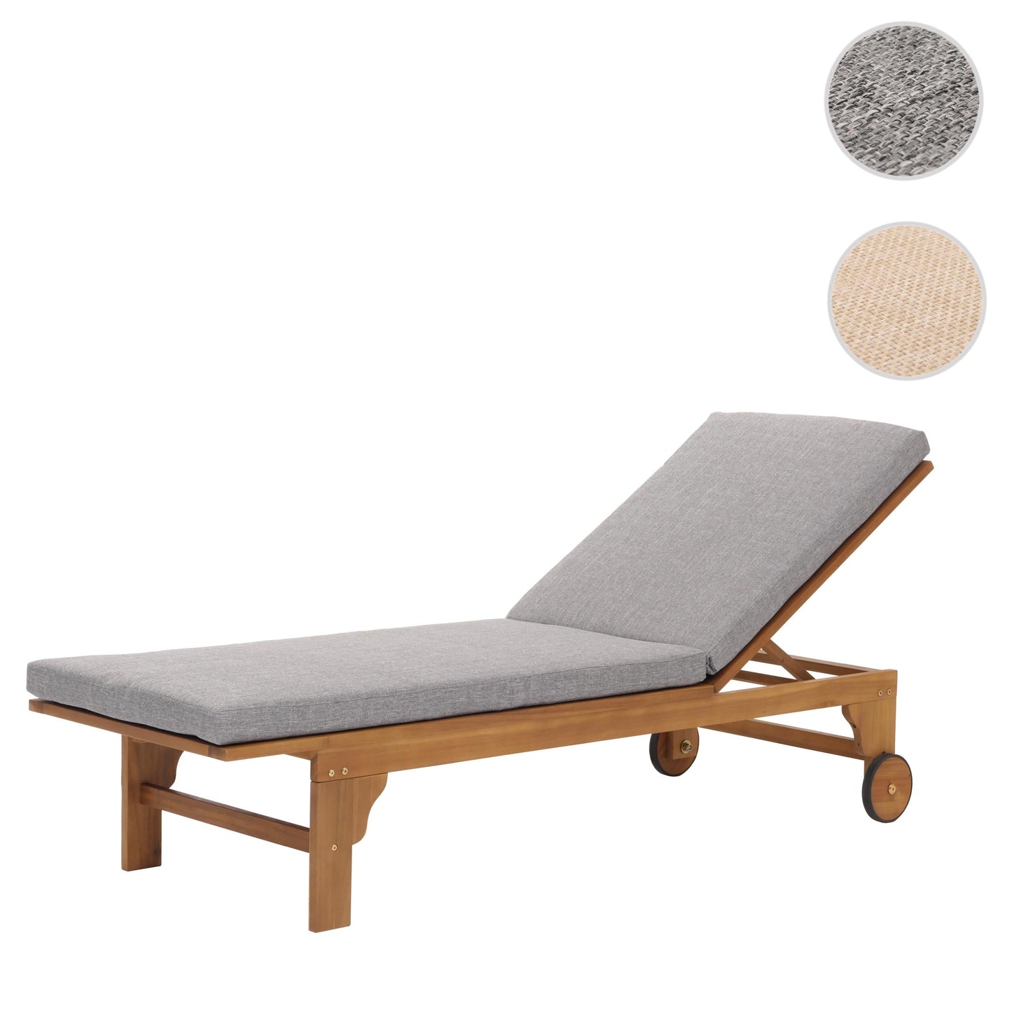 Cosmo Casa - Ligstoel - Tuinstoel - Relaxstoel - Massief Acaciahout - Gecertificeerd - Grijs Kussen