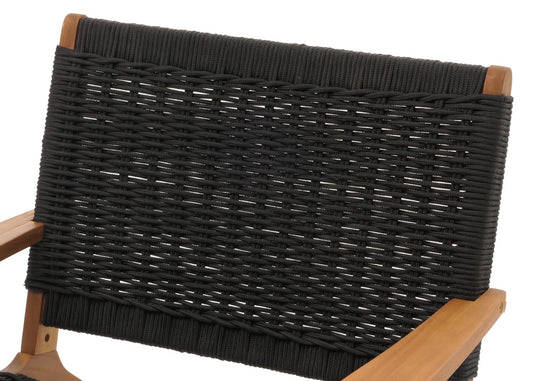 Cosmo Casa - Lounge Tuinset - Balkonset - Zitgroep - Fauteuil - Touwgaas - Touwhout - Acacia - Zwart