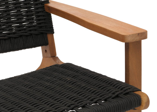 Cosmo Casa - Lounge Tuinset - Balkonset - Zitgroep - Fauteuil - Touwgaas - Touwhout - Acacia - Zwart
