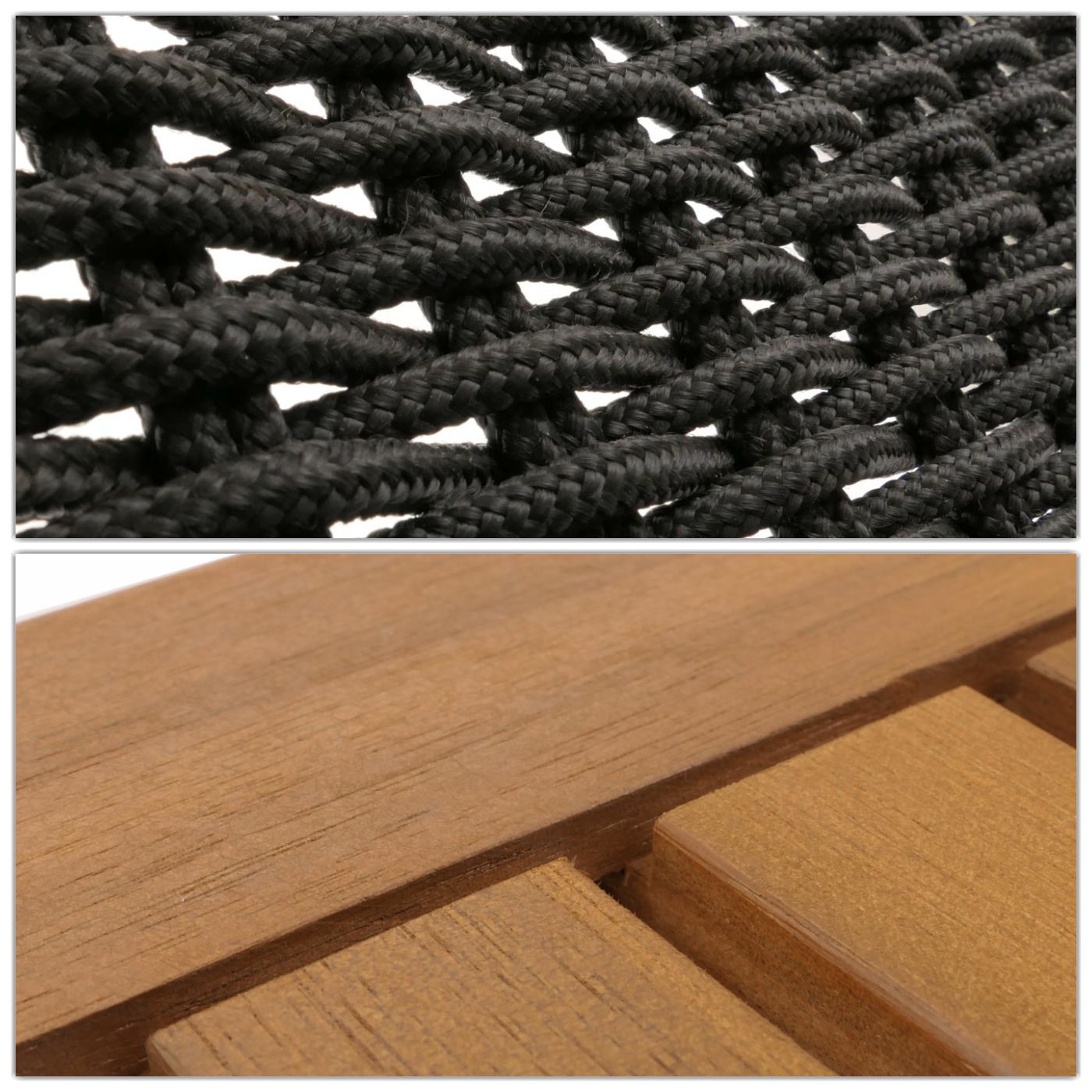 Cosmo Casa - Lounge Tuinset - Balkonset - Zitgroep - Fauteuil - Touwgaas - Touwhout - Acacia - Zwart