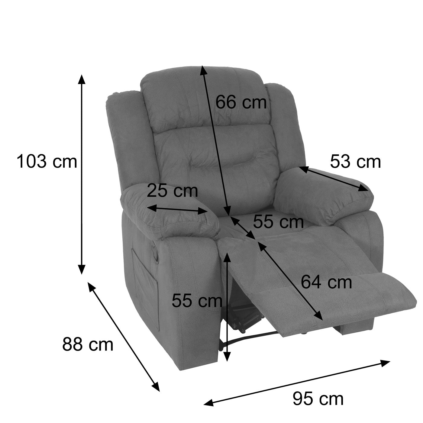 Cosmo Casa - Tv-Stoel - XXL Relaxstoel - Nosag Vering - Suede Look - Stoftextiel - Tot 200 kg - Bruin