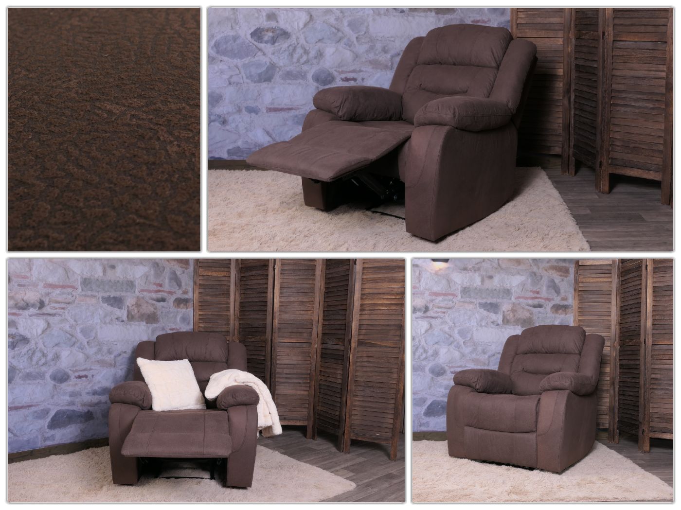 Cosmo Casa - Tv-Stoel - XXL Relaxstoel - Nosag Vering - Suede Look - Stoftextiel - Tot 200 kg - Bruin