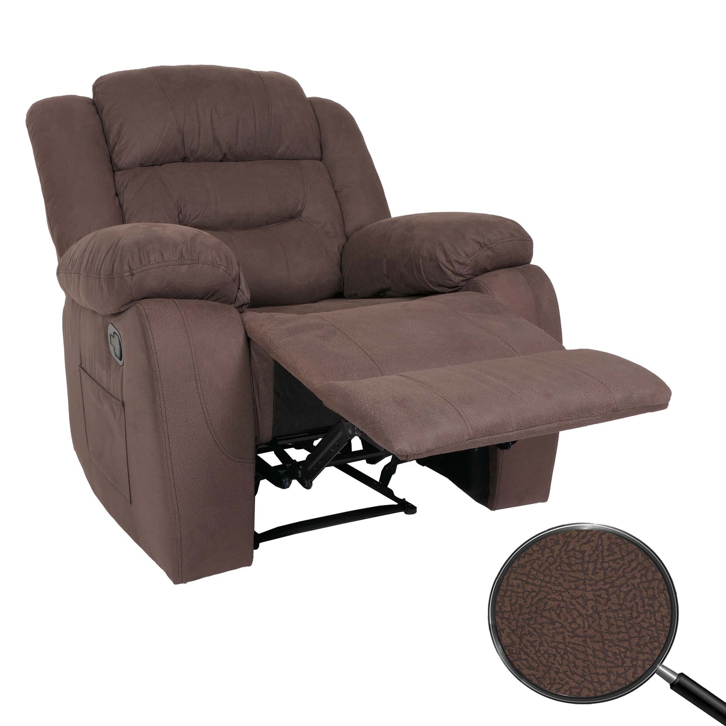 Cosmo Casa - Tv-Stoel - XXL Relaxstoel - Nosag Vering - Suede Look - Stoftextiel - Tot 200 kg - Bruin