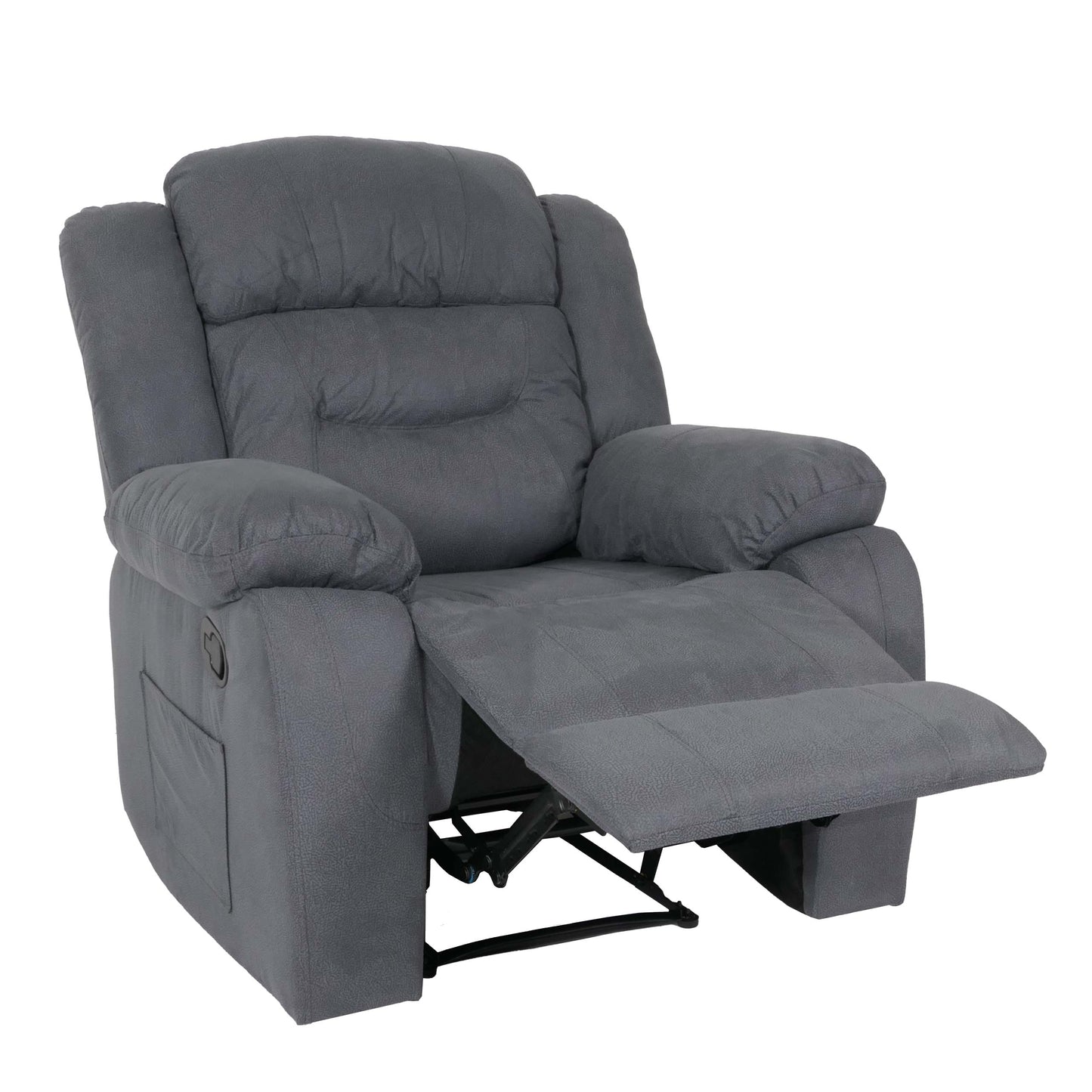 Cosmo Casa - Tv-Stoel - XXL Relaxstoel - Nosag Vering - Suede Look - Stoftextiel - Tot 200 kg - Grijsblauw