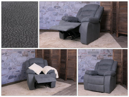 Cosmo Casa - Tv-Stoel - XXL Relaxstoel - Nosag Vering - Suede Look - Stoftextiel - Tot 200 kg - Grijsblauw