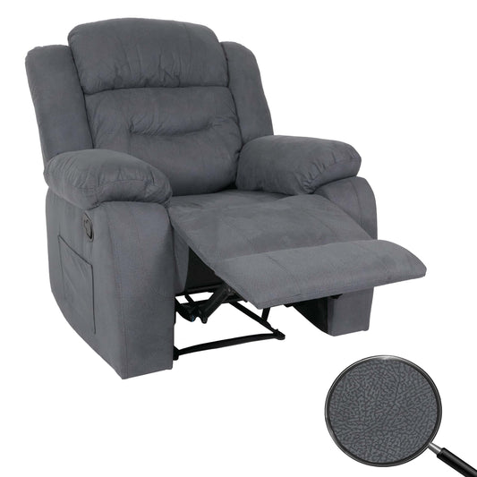 Cosmo Casa - Tv-Stoel - XXL Relaxstoel - Nosag Vering - Suede Look - Stoftextiel - Tot 200 kg - Grijsblauw
