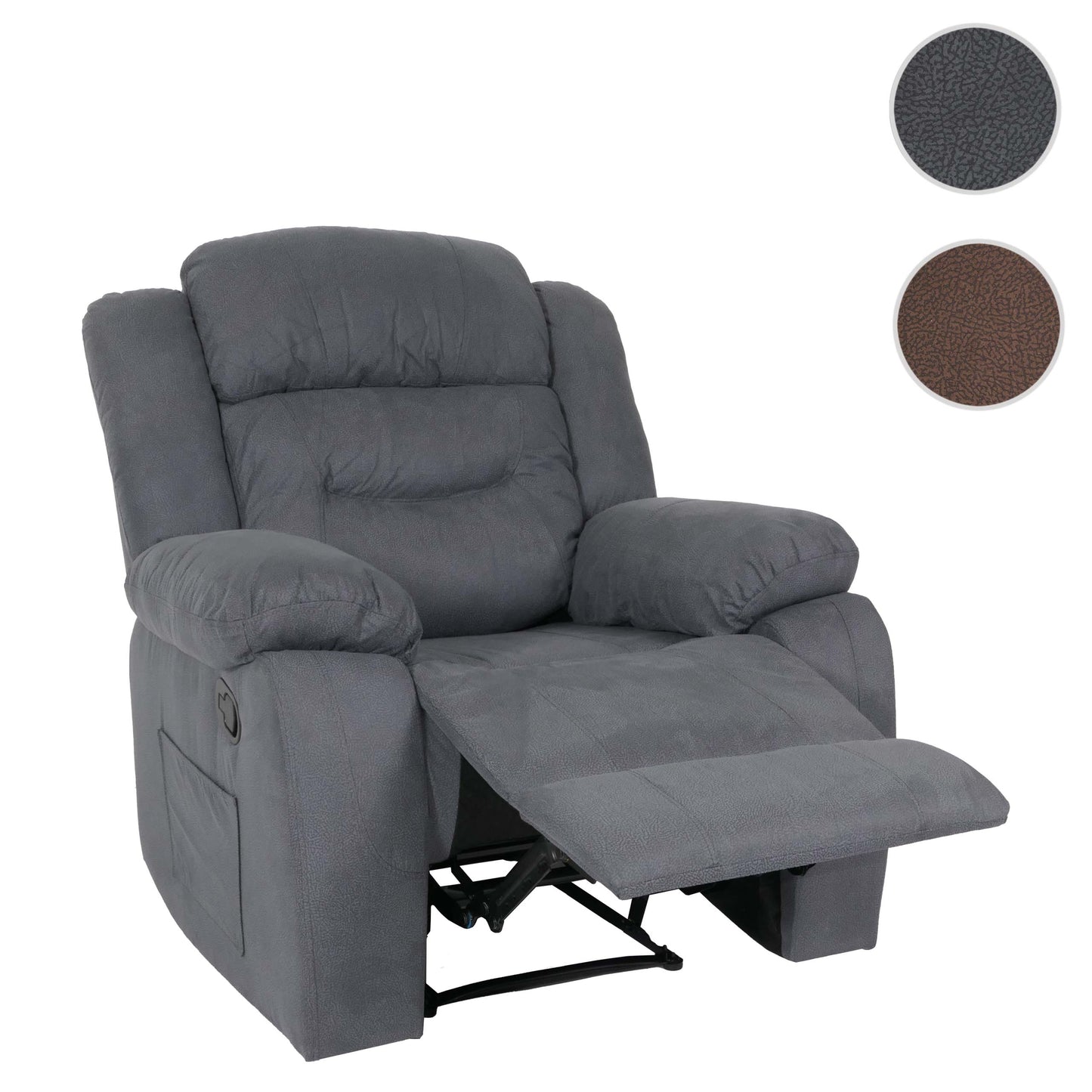 Cosmo Casa - Tv-Stoel - XXL Relaxstoel - Nosag Vering - Suede Look - Stoftextiel - Tot 200 kg - Grijsblauw
