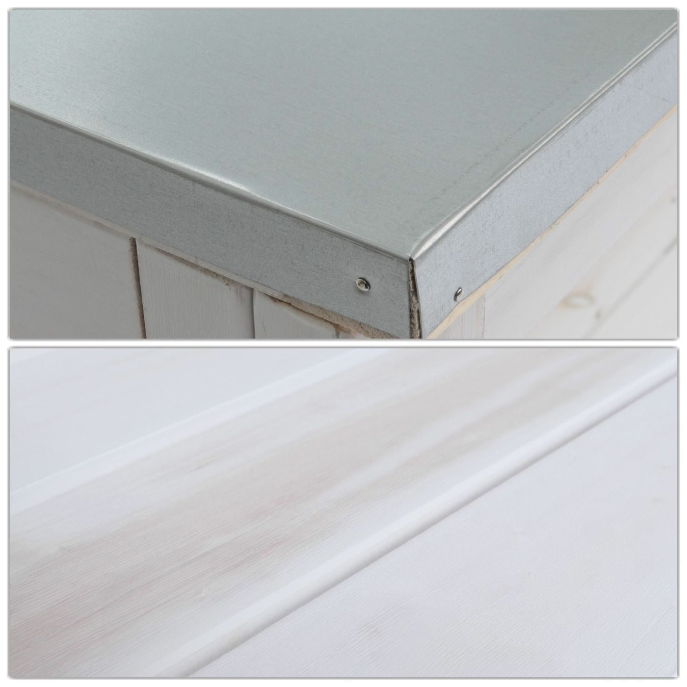 Cosmo Casa - Plantentafel - Tuinmanstafel - Bloementafel - Plantenplank - FSC-gecertificeerd Hout - Gegalvaniseerde Plaat - 117x102x56cm - Wit