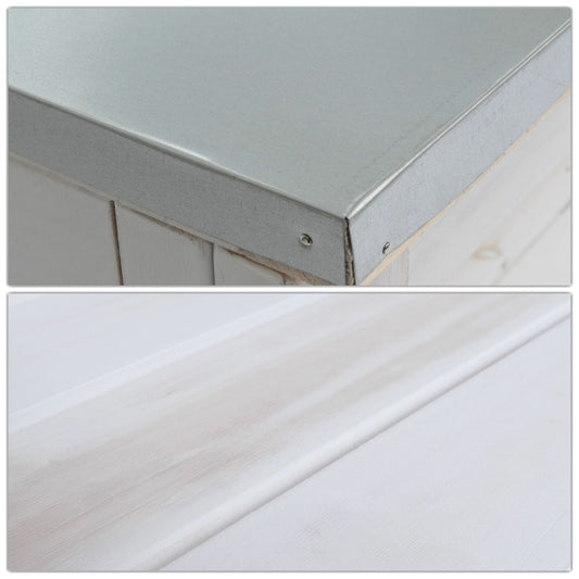 Cosmo Casa - Plantentafel - Tuinmanstafel - Bloementafel - Plantenplank - FSC-gecertificeerd Hout - Gegalvaniseerde Plaat - 117x102x56cm - Wit