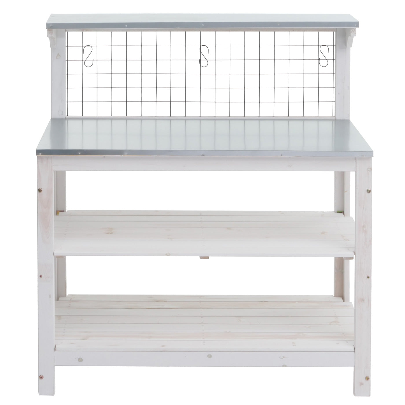 Cosmo Casa - Plantentafel - Tuinmanstafel - Bloementafel - Plantenplank - FSC-gecertificeerd Hout - Gegalvaniseerde Plaat - 117x102x56cm - Wit