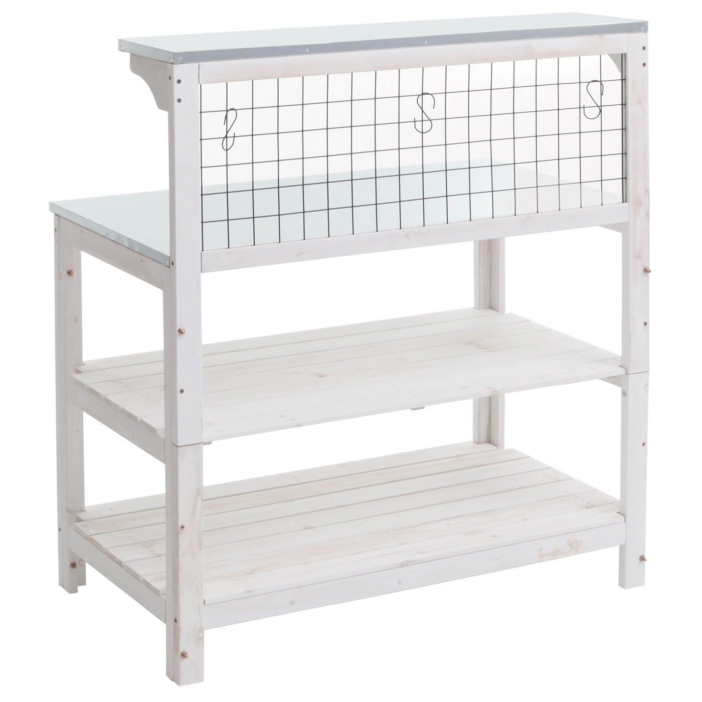 Cosmo Casa - Plantentafel - Tuinmanstafel - Bloementafel - Plantenplank - FSC-gecertificeerd Hout - Gegalvaniseerde Plaat - 117x102x56cm - Wit