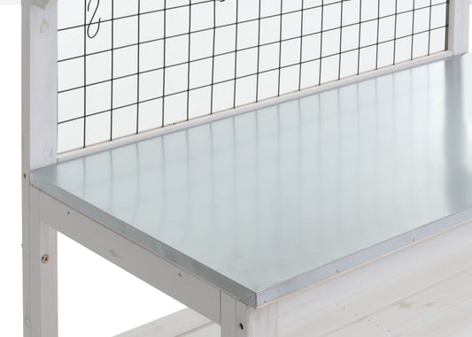 Cosmo Casa - Plantentafel - Tuinmanstafel - Bloementafel - Plantenplank - FSC-gecertificeerd Hout - Gegalvaniseerde Plaat - 117x102x56cm - Wit