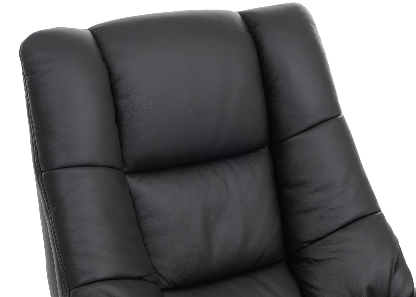 Cosmo Casa - Relaxstoel Kruk - TV Stoel - Ligstoel - Echt Leer - Zwart