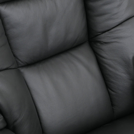 Cosmo Casa - Relaxstoel Kruk - TV Stoel - Ligstoel - Echt Leer - Zwart