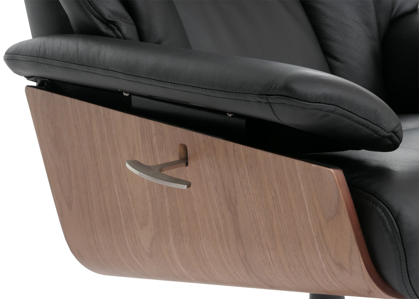 Cosmo Casa - Relaxstoel Kruk - TV Stoel - Ligstoel - Echt Leer - Zwart