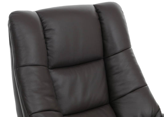 Cosmo Casa - Relaxstoel Kruk - TV Stoel - Ligstoel - Echt Leer - Hout - Bruin