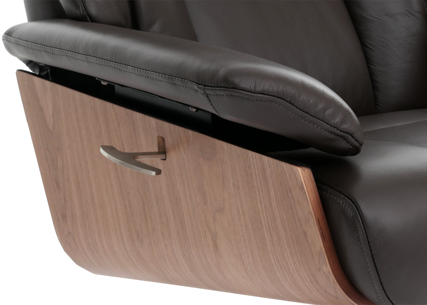 Cosmo Casa - Relaxstoel Kruk - TV Stoel - Ligstoel - Echt Leer - Hout - Bruin