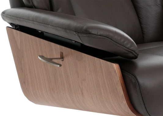 Cosmo Casa - Relaxstoel Kruk - TV Stoel - Ligstoel - Echt Leer - Hout - Bruin