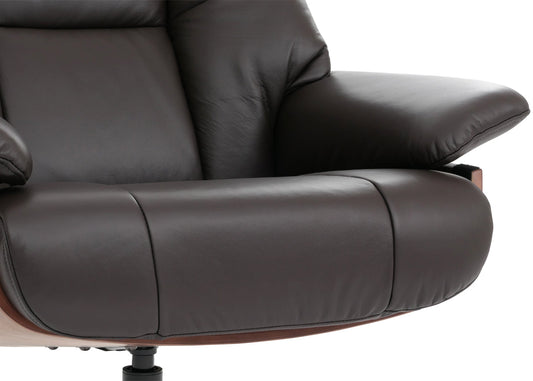 Cosmo Casa - Relaxstoel Kruk - TV Stoel - Ligstoel - Echt Leer - Hout - Bruin