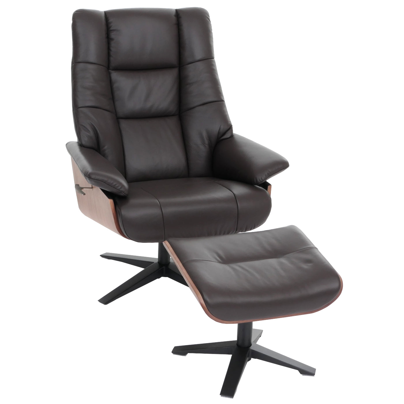 Cosmo Casa - Relaxstoel Kruk - TV Stoel - Ligstoel - Echt Leer - Hout - Bruin