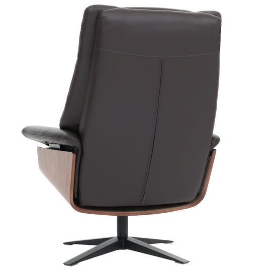 Cosmo Casa - Relaxstoel Kruk - TV Stoel - Ligstoel - Echt Leer - Hout - Bruin