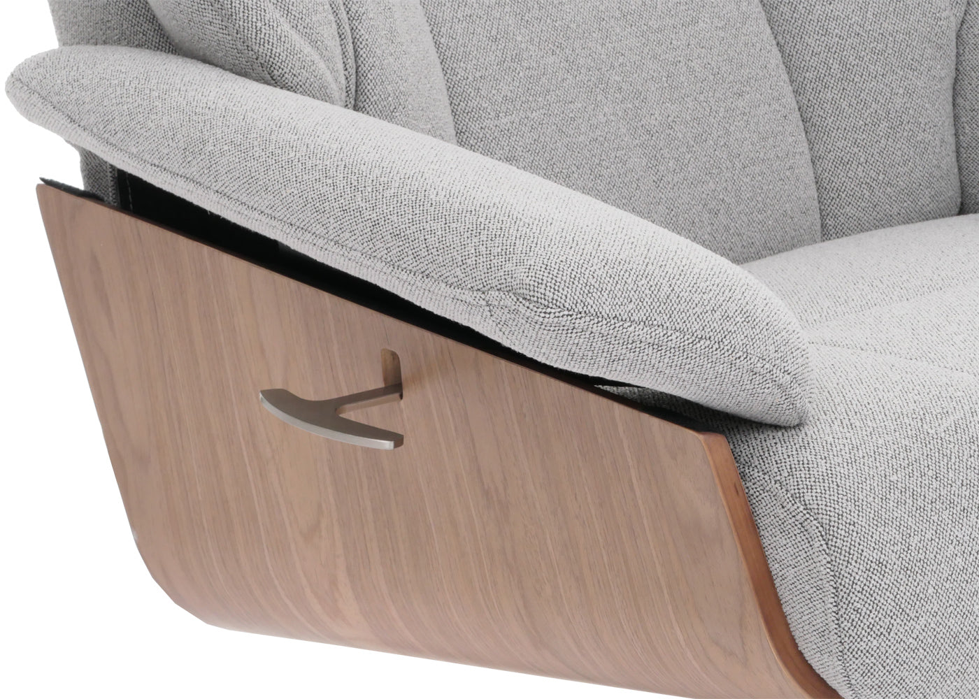 Cosmo Casa - Relaxstoel Kruk - TV Stoel - Ligstoel - Boucléhout Stof - Grijs