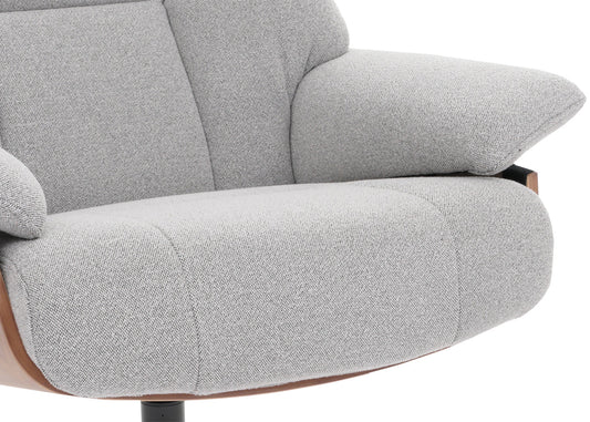 Cosmo Casa - Relaxstoel Kruk - TV Stoel - Ligstoel - Boucléhout Stof - Grijs