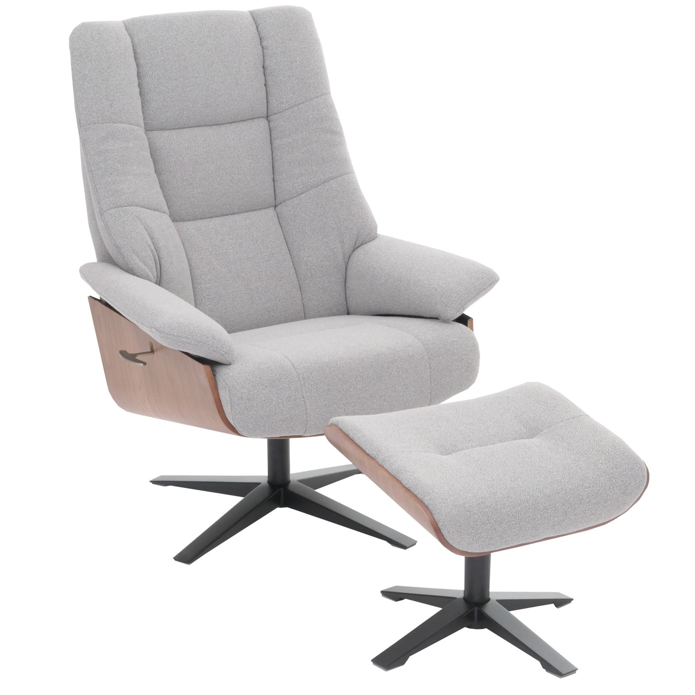 Cosmo Casa - Relaxstoel Kruk - TV Stoel - Ligstoel - Boucléhout Stof - Grijs