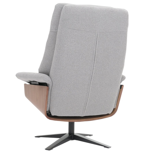 Cosmo Casa - Relaxstoel Kruk - TV Stoel - Ligstoel - Boucléhout Stof - Grijs