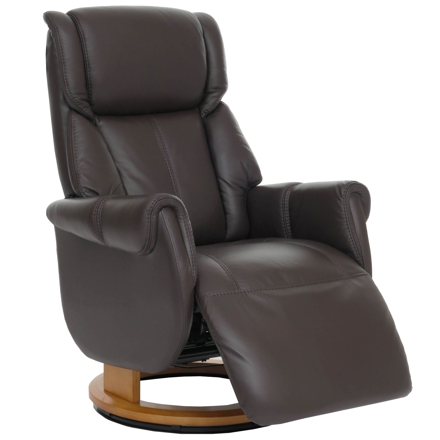 Cosmo Casa - Relaxstoel Opstahulp - TV Stoel - Fauteuil - Voetsteun - Hout - Leer - Bruin - Natuurlijk Hout