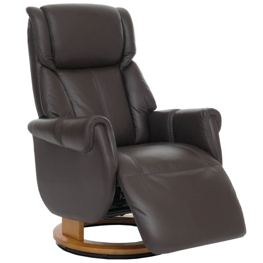 Cosmo Casa - Relaxstoel Opstahulp - TV Stoel - Fauteuil - Voetsteun - Hout - Leer - Bruin - Natuurlijk Hout