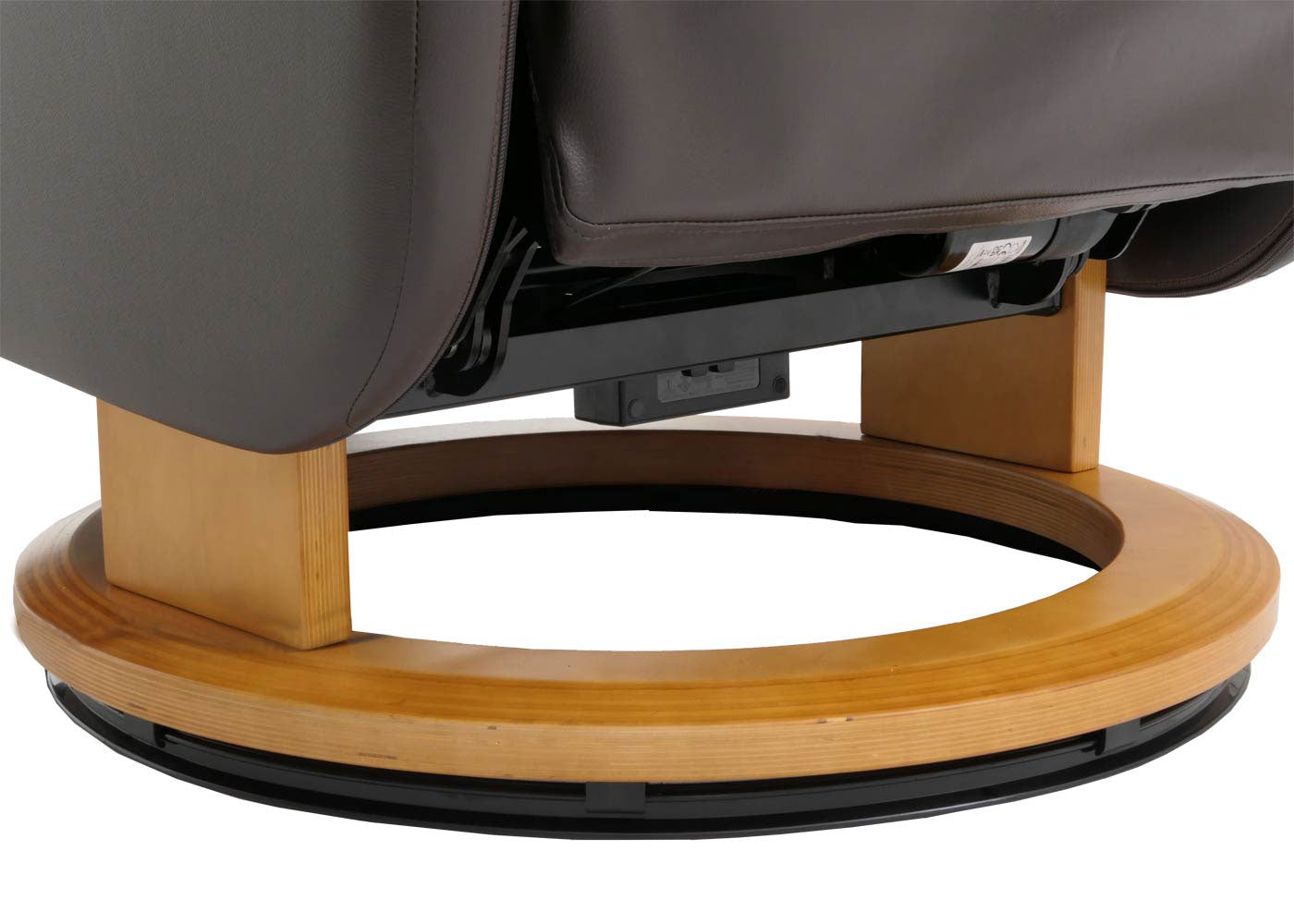 Cosmo Casa - Relaxstoel Opstahulp - TV Stoel - Fauteuil - Voetsteun - Hout - Leer - Bruin - Natuurlijk Hout