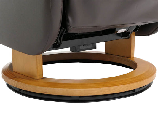 Cosmo Casa - Relaxstoel Opstahulp - TV Stoel - Fauteuil - Voetsteun - Hout - Leer - Bruin - Natuurlijk Hout