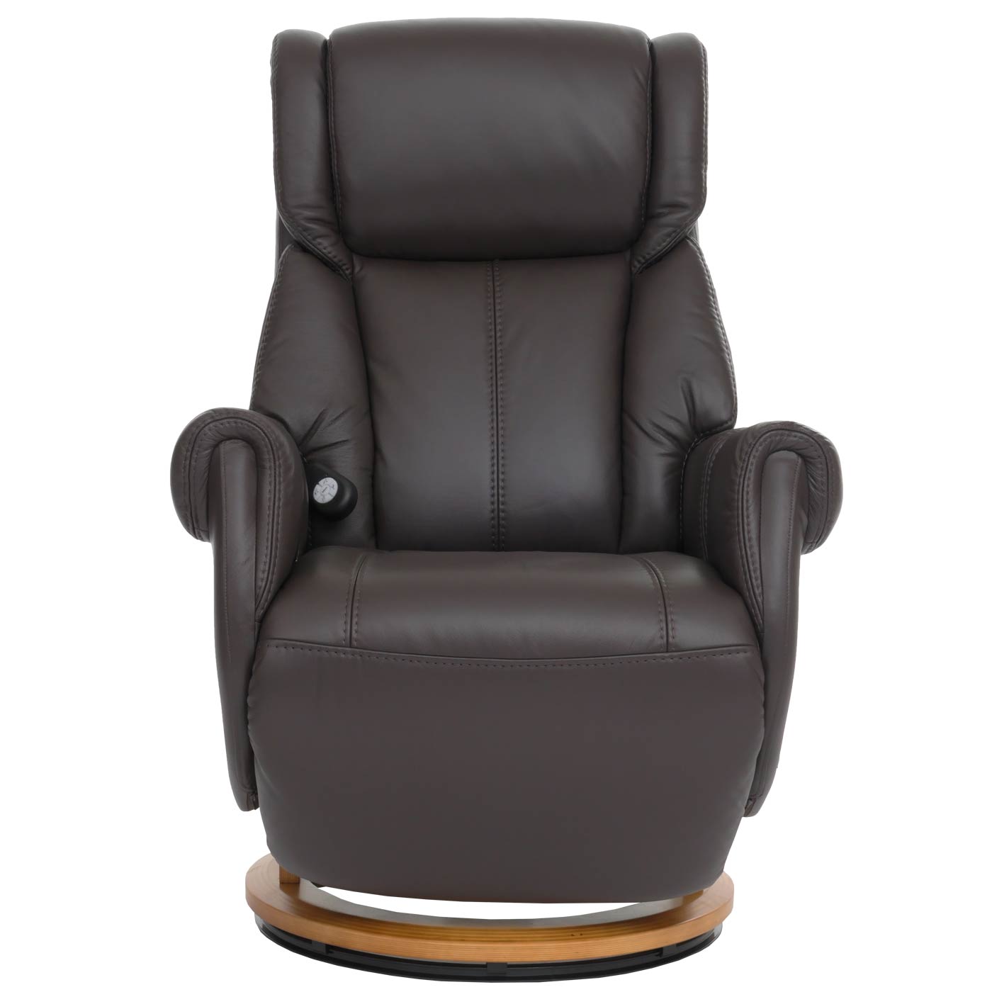 Cosmo Casa - Relaxstoel Opstahulp - TV Stoel - Fauteuil - Voetsteun - Hout - Leer - Bruin - Natuurlijk Hout